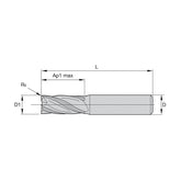 Solid Carbide End Mills • Roughers • Series DQ13 • Radius • Metric  Weldon - Big-tools Industrial Supply Tools for Metal Cutting